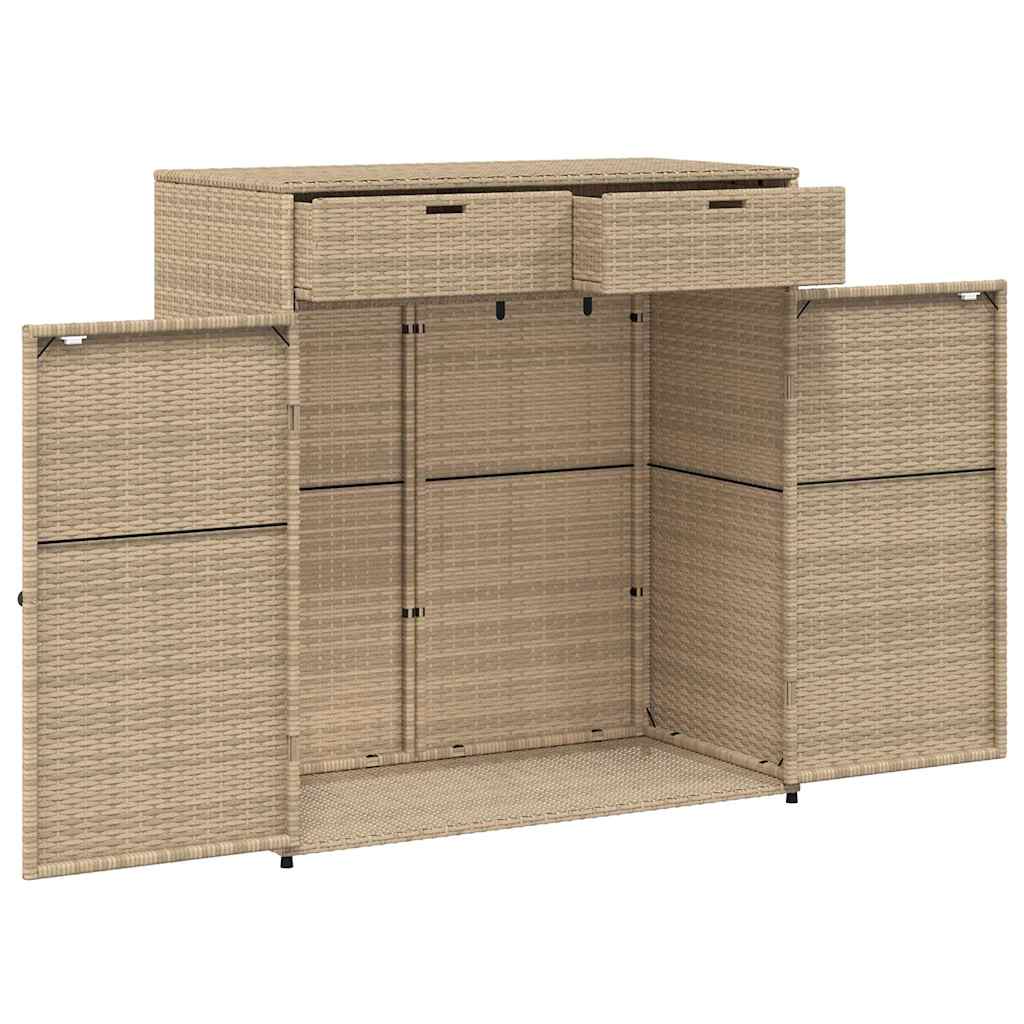 Garden Storage Cabinet Poly Rattan Grey 105 cm 113 cm