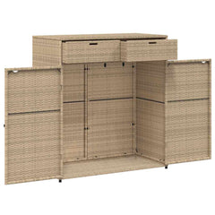 Garden Storage Cabinet Poly Rattan Grey 105 cm 113 cm