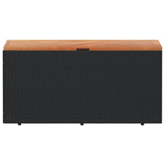 Garden Storage Box Poly Rattan Acacia Wood Black 110 x 50 x 54 cm