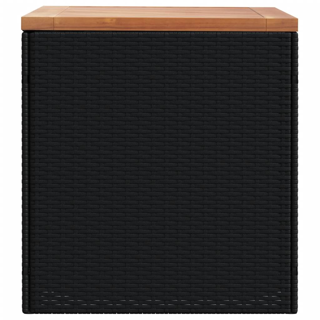 Garden Storage Box Poly Rattan Acacia Wood Black 110 x 50 x 54 cm