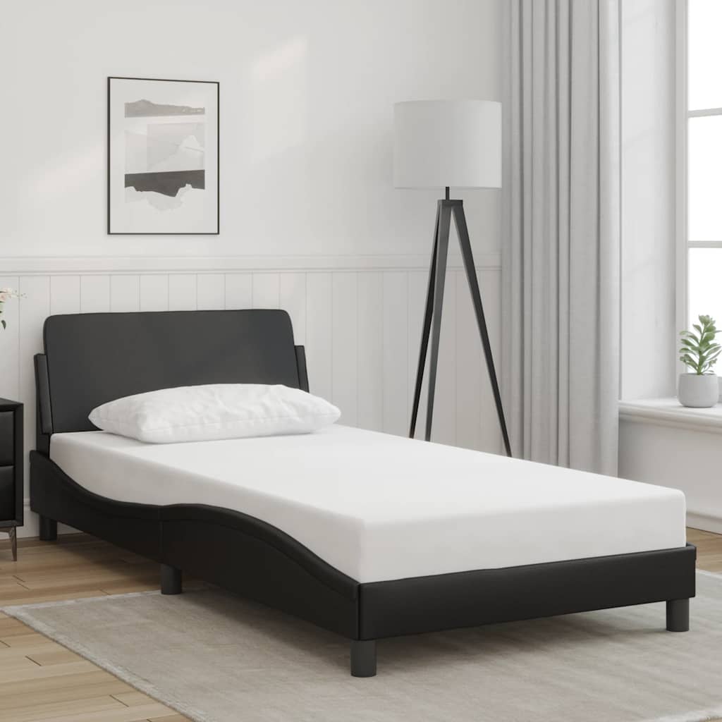 Bed Frame "Dover" Faux Leather Black 100 cm 190 cm