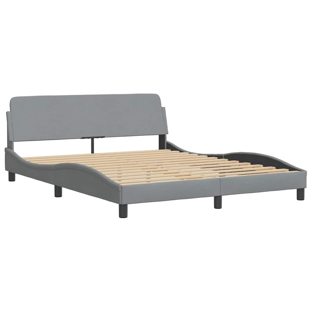 Bed Frame "Dover" Fabric Light grey 152 cm 203 cm