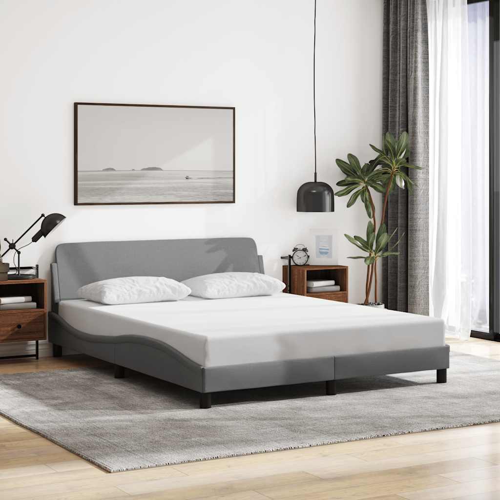 Bed Frame "Dover" Fabric Light grey 152 cm 203 cm