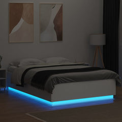 Bed Frame with LED without Mattress 150x200 cm White
