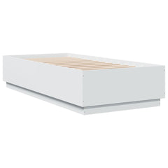 Bed Frame with LED without Mattress 90x200 cm White