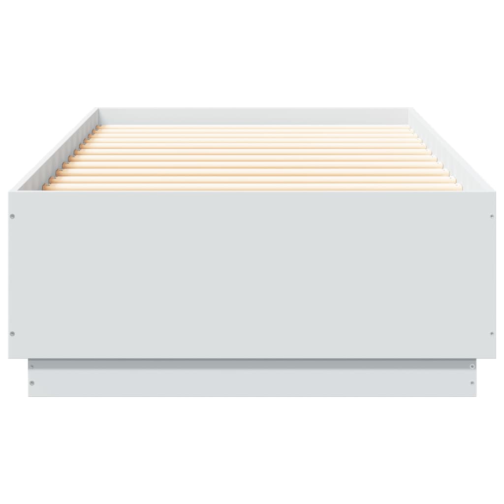Bed Frame with LED without Mattress 90x200 cm White