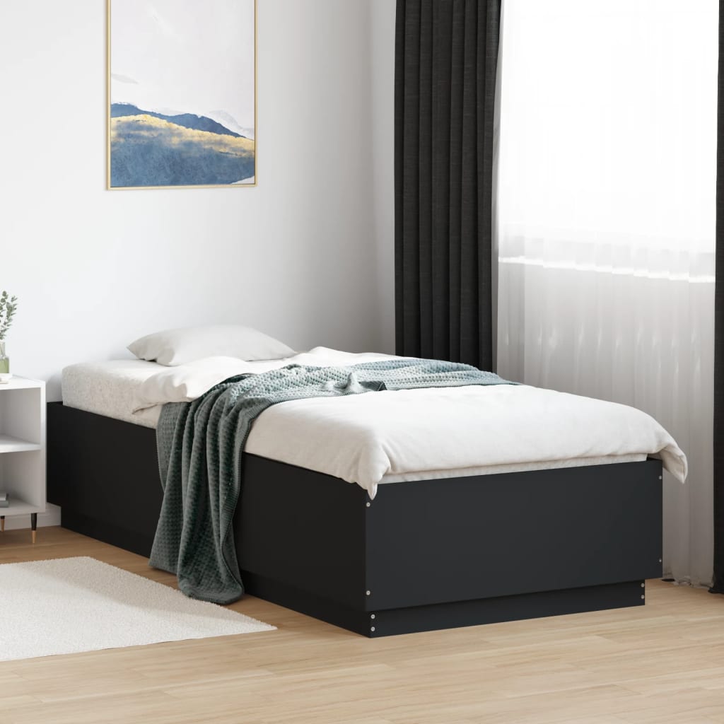Bed Frame with LED without Mattress 90x200 cm Black