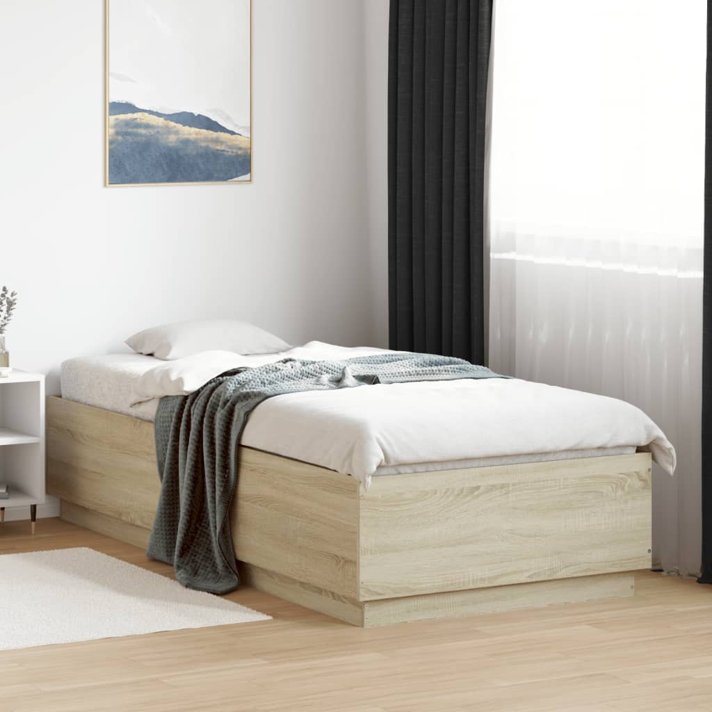 Bed Frame with LED without Mattress 90x200 cm Sonoma oak