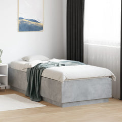 Bed Frame with LED without Mattress 90x200 cm Concrete grey