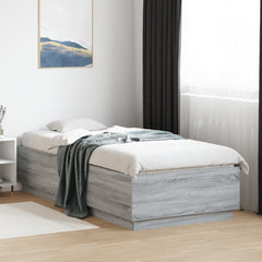 Bed Frame with LED without Mattress 90x200 cm Grey sonoma