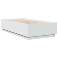 Bed Frame with LED without Mattress 75x190 cm White