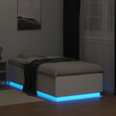 Bed Frame with LED without Mattress 75x190 cm White