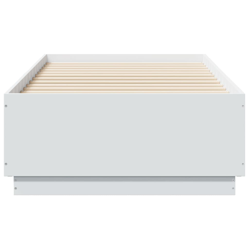 Bed Frame with LED without Mattress 75x190 cm White
