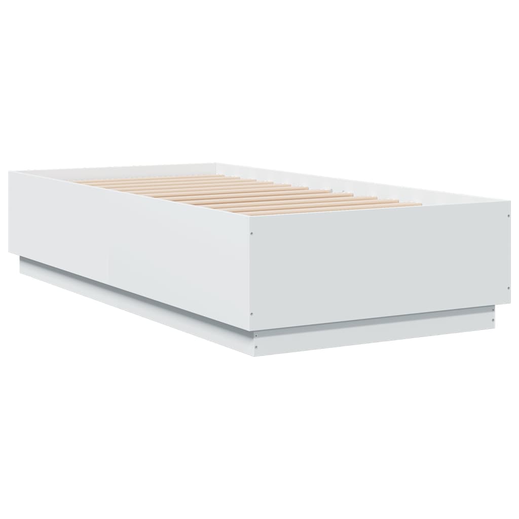 Bed Frame with LED without Mattress 75x190 cm White