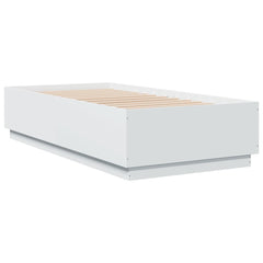 Bed Frame with LED without Mattress 75x190 cm White