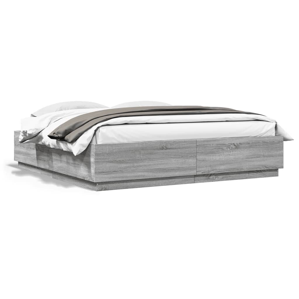 vidaXL Bed Frame without Mattress Grey Sonoma 180x200 cm 2
