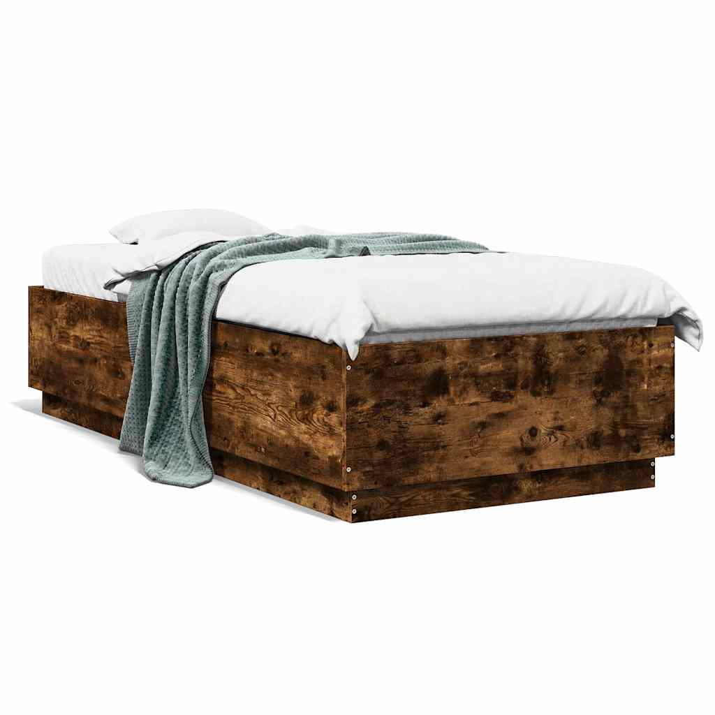 Bed Frame without Mattress 100x200 cm Length 200 cm Width 100 cm Smoked oak