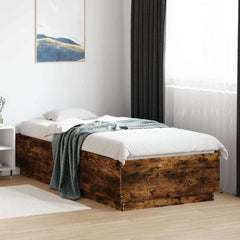 Bed Frame without Mattress 100x200 cm Length 200 cm Width 100 cm Smoked oak