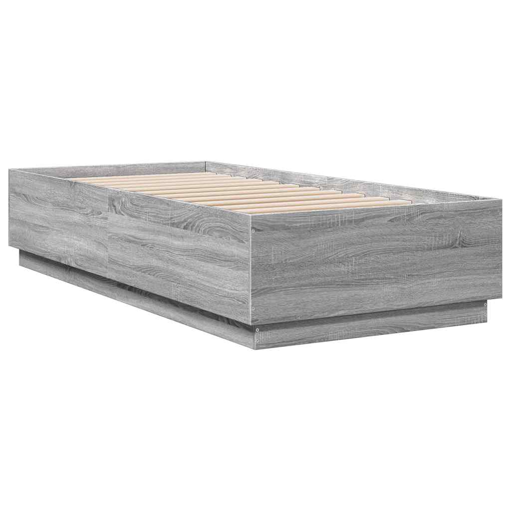 Bed Frame without Mattress 100x200 cm Length 200 cm Width 100 cm Grey sonoma