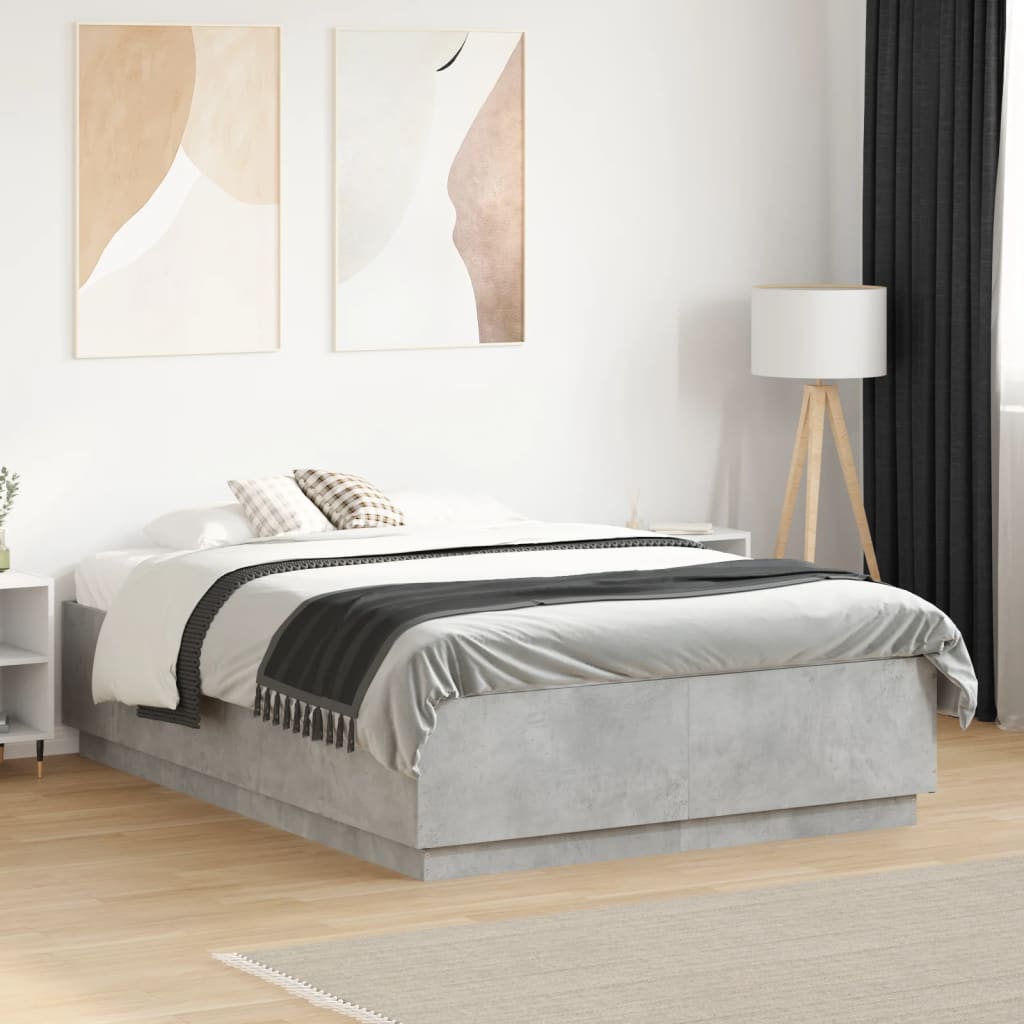 Bed Frame without Mattress 140x190 cm Concrete grey