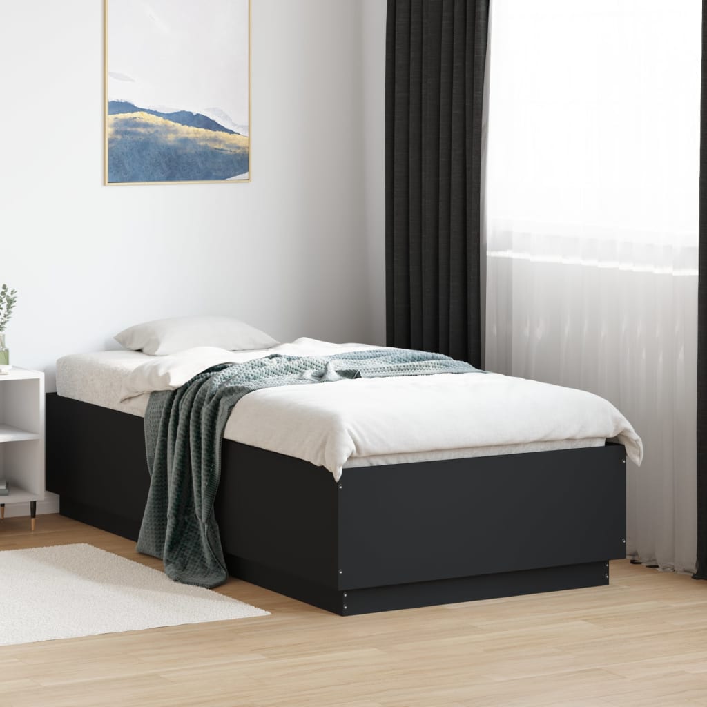 Bed Frame without Mattress 75x190 cm Small Single Length 190 cm Width 75 cm Black