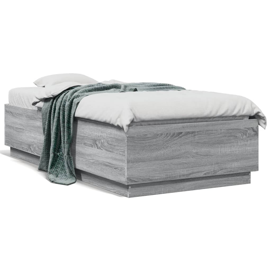 vidaXL Bed Frame without Mattress Grey Sonoma 75x190 cm Small Single 2