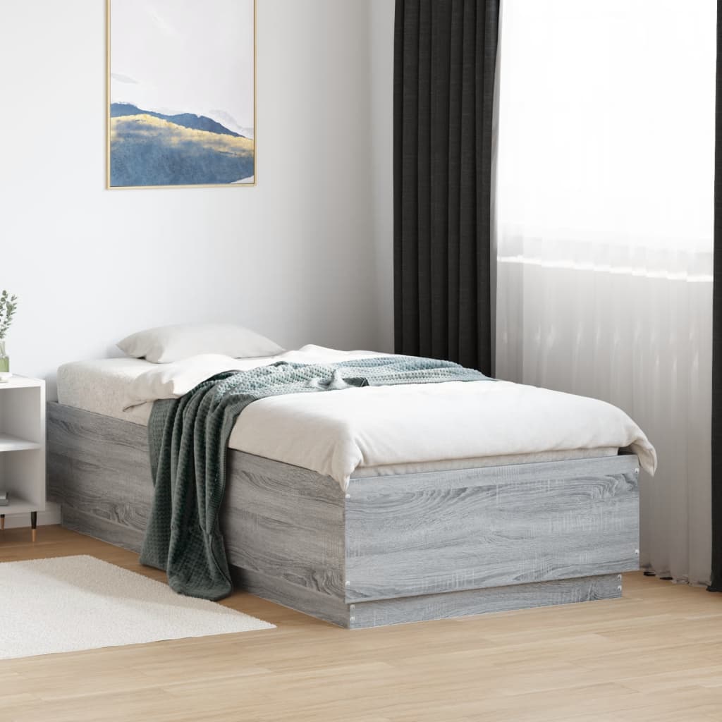Bed Frame without Mattress 75x190 cm Small Single Length 190 cm Width 75 cm Grey sonoma