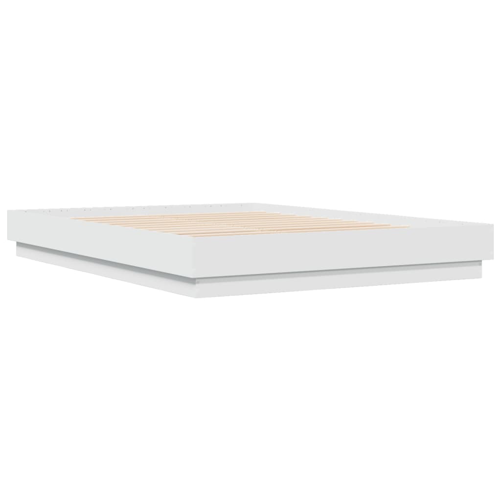 Bed Frame with LED without Mattress 150x200 cm White