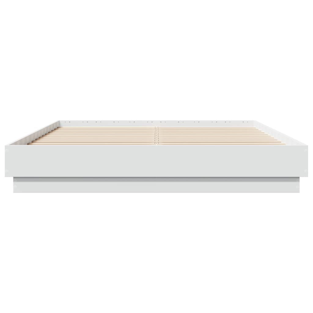 Bed Frame with LED without Mattress 150x200 cm White