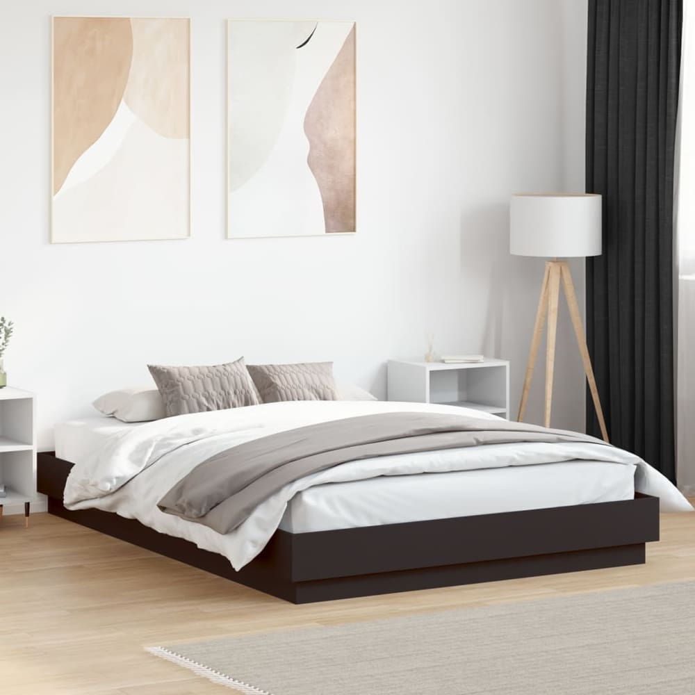 Bed Frame with LED without Mattress 150x200 cm Black