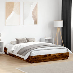 Bed Frame LED without Mattress Smoked oak