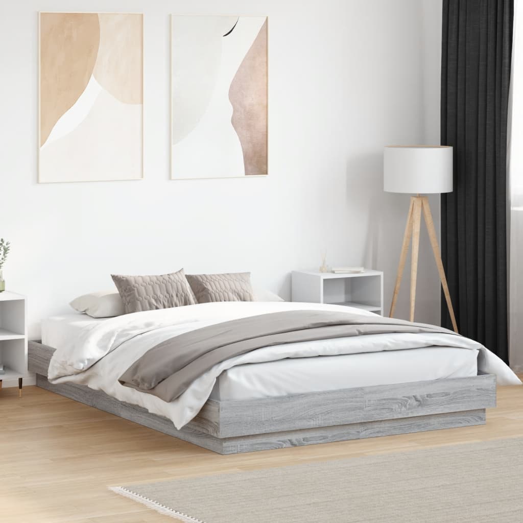 Bed Frame without Mattress Grey sonoma