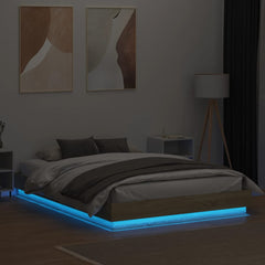 Bed Frame LED without Mattress Sonoma oak