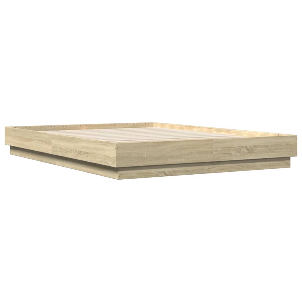 Bed Frame with LED without Mattress 120x200 cm Sonoma oak