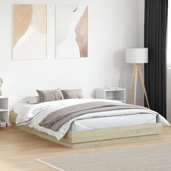 Bed Frame with LED without Mattress 120x200 cm Sonoma oak