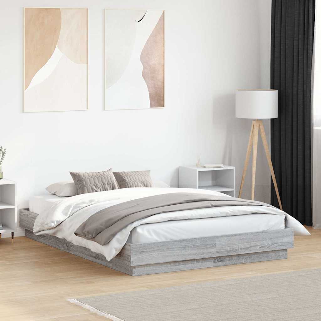 Bed Frame without Mattress 120x190 cm Grey sonoma
