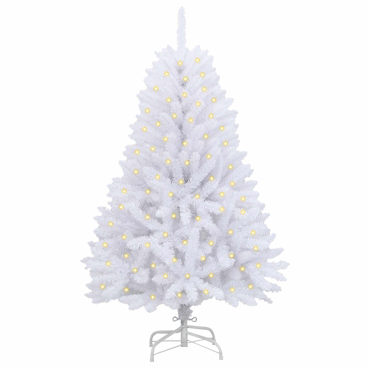 Artificial Hinged Christmas Tree 150 cm 150 LEDs Warm PVC White Ø 80 x 150 cm with 150 LEDs