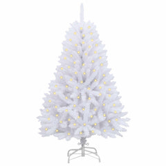Artificial Hinged Christmas Tree 150 cm 150 LEDs Warm PVC White Ø 80 x 150 cm with 150 LEDs