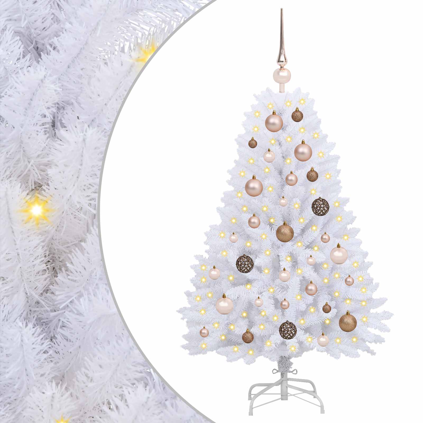 vidaXL Artificial Christmas Tree 120 cm PVC and Steel White 2