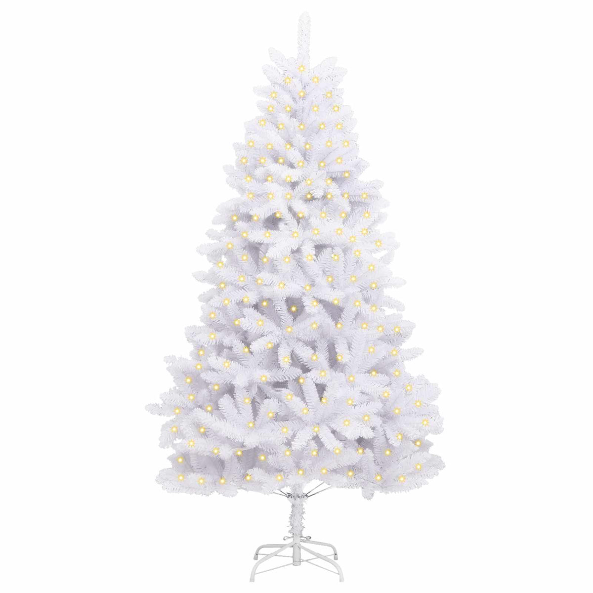 Artificial Hinged Christmas Tree 180 cm 300 LEDs Warm PVC White Ø 90 x 180 cm with 300 LEDs