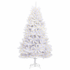 Artificial Hinged Christmas Tree 180 cm 300 LEDs Warm PVC White Ø 90 x 180 cm with 300 LEDs