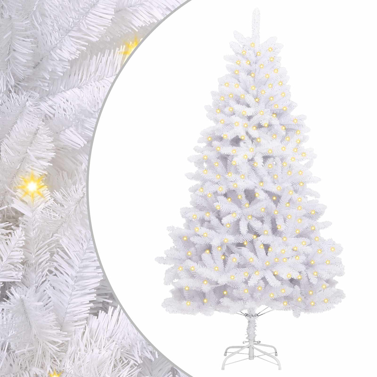 Artificial Hinged Christmas Tree 270 cm 300 LEDs Warm PVC White Ø 128 x 270 cm with 300 LEDs