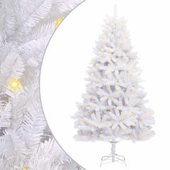 Artificial Hinged Christmas Tree 270 cm 300 LEDs Warm PVC White Ø 128 x 270 cm with 300 LEDs