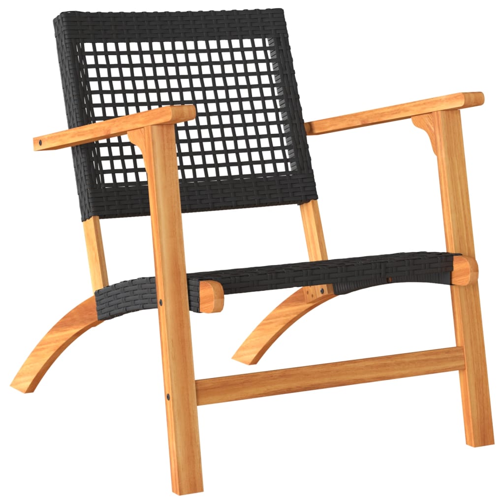 Garden Chairs 2 pcs Poly Rattan and Acacia Wood Without table