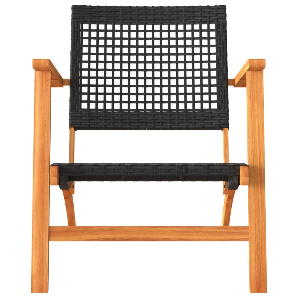 Garden Chairs 2 pcs Poly Rattan and Acacia Wood Without table