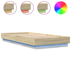 Bed Frame without Mattress with LED Lights 100x200 cm Sonoma oak