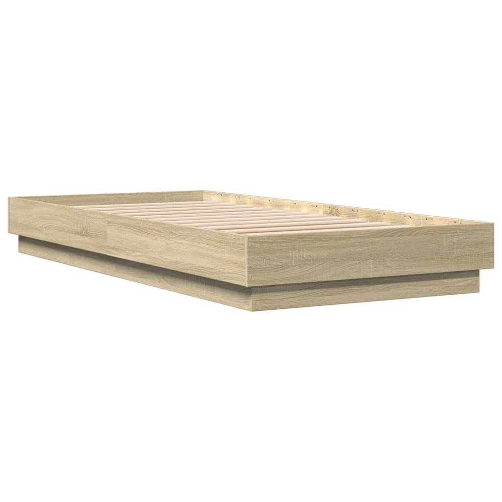 Bed Frame without Mattress with LED Lights 100x200 cm Sonoma oak