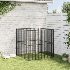 Dog Playpen 4 Panel Black Galvanised Steel 100 cm 100 cm
