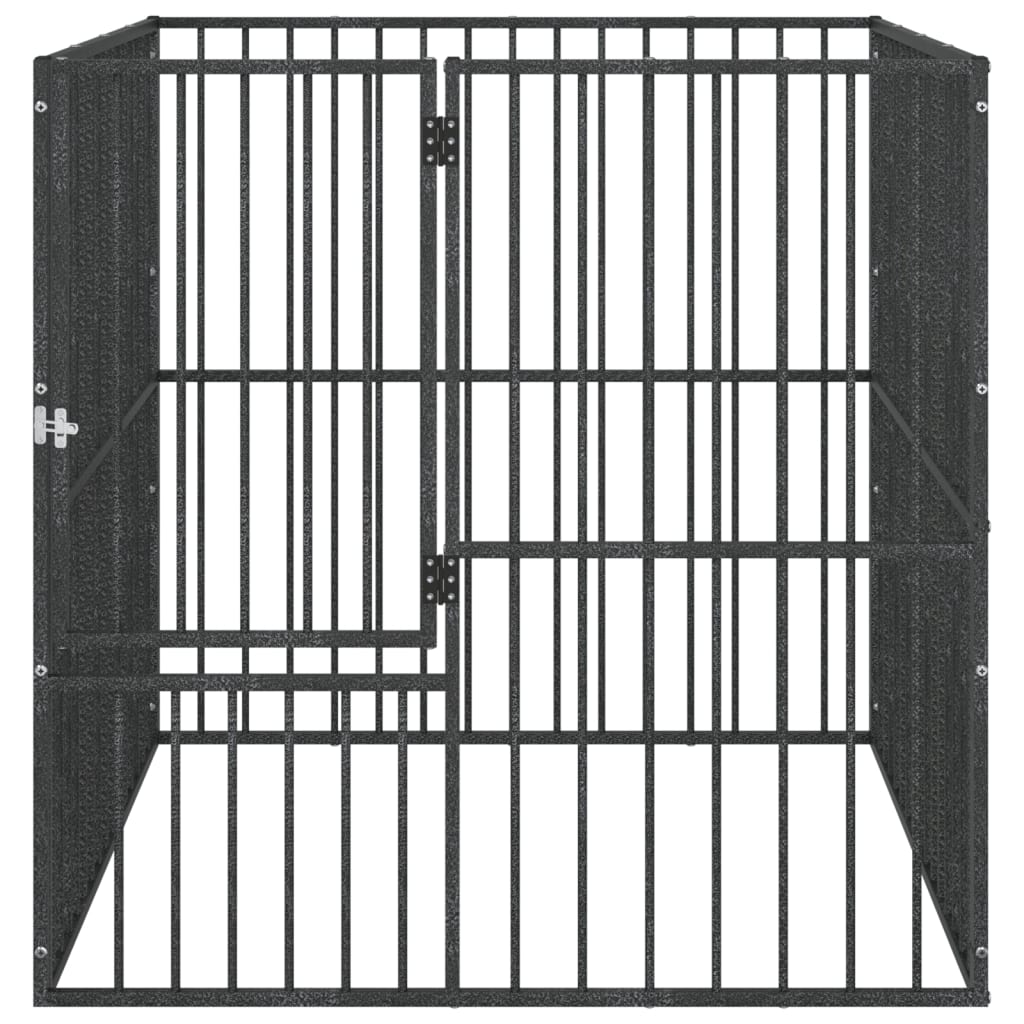 Dog Playpen 4 Panel Black Galvanised Steel 100 cm 100 cm