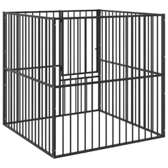 Dog Playpen 4 Panel Black Galvanised Steel 100 cm 100 cm